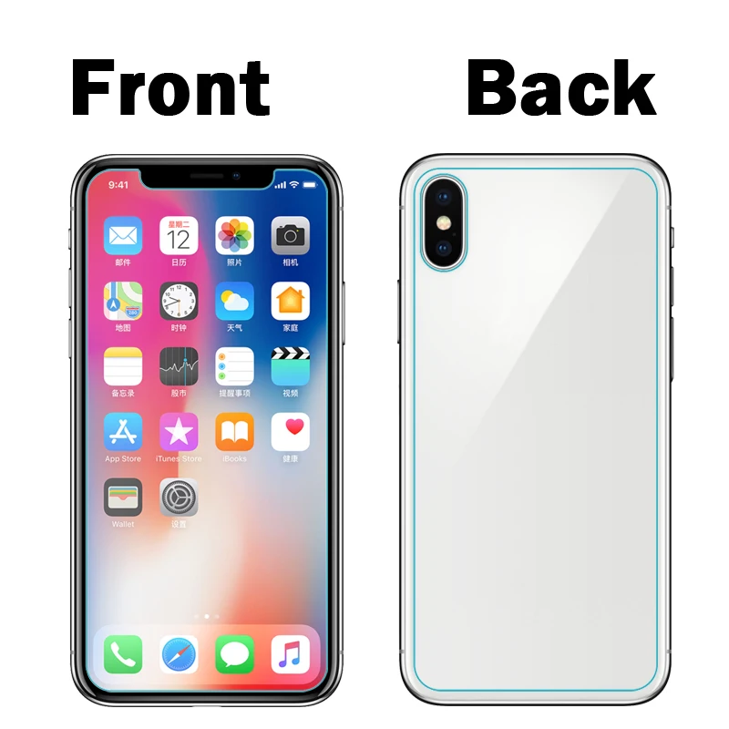 Переднее и заднее защитное закаленное стекло для iPhone XS XR X крышка 11 Pro Max 8 7 6 6S Plus 4S