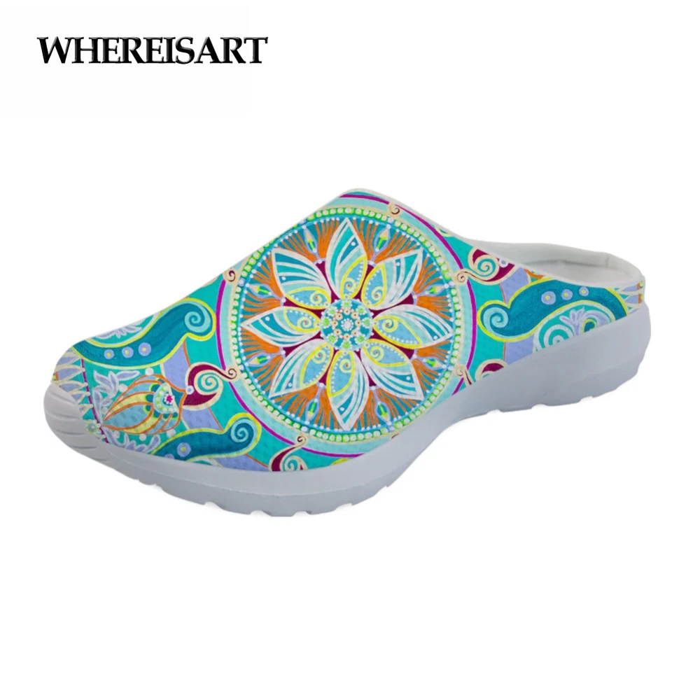 WHEREISART/индийская Мандала Модные женские босоножки с цветочным принтом женская