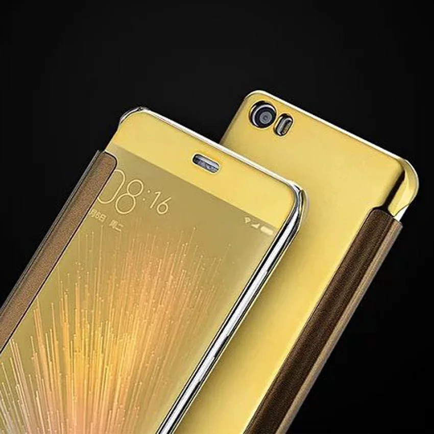Asuwish Роскошные Clear View Флип Чехол Для Сяо mi 5 Redmi Note 3 Pro мм 150 красный 4 премьер жесткий