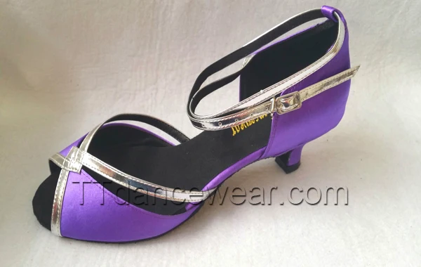 Туфли женские атласные фиолетовые для бальных танцев латиноамериканских самбы