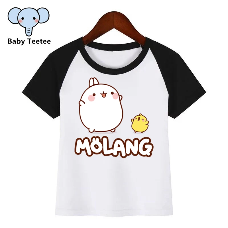 Artoon Molang and Piupiu/футболка с принтом милого кролика; Детская летняя футболка; модная детская одежда; футболка с рисунком