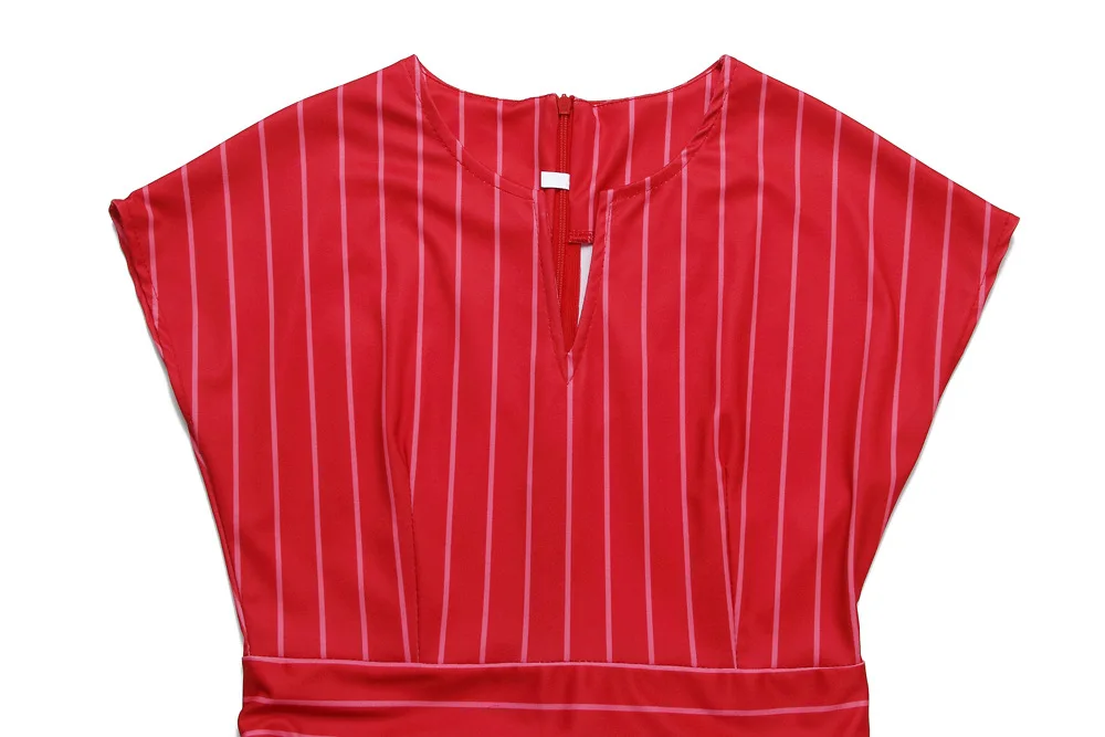 

Summer Striped Office Lady Girls African Dress Elegant High Wait Slim Red Woman Commuter Dresses Africa Clothes for Women