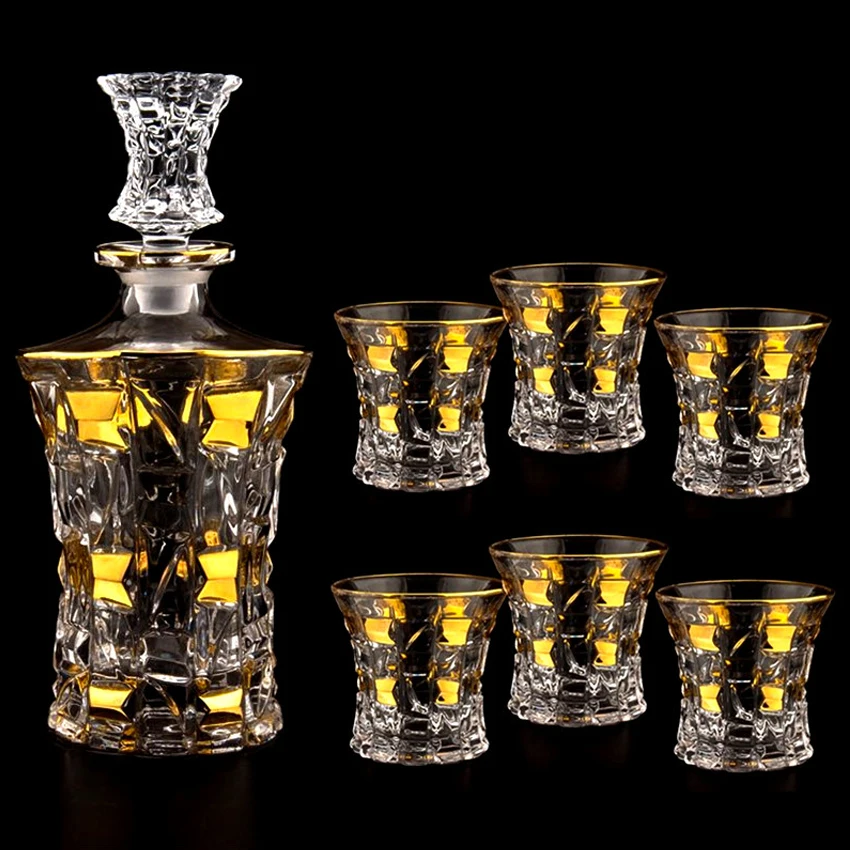 

7Pcs/set European Creative Big Whiskey Wine Glass Lead-free Crystal Cups High Capacity Beer Glass Wine Cup Bar Hotel Party Artic