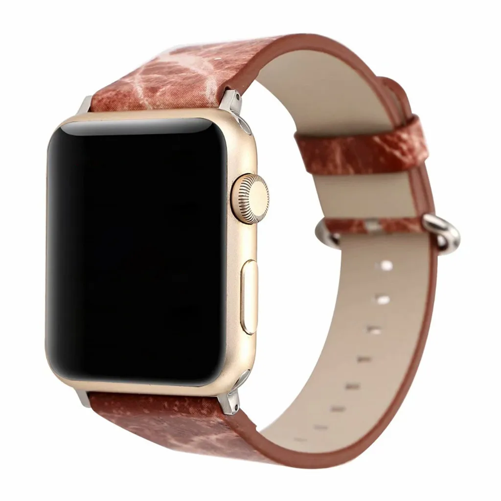 Мраморные часы с кожаным ремешком ремешок для Apple iwatch 4 Smart Watch 40 мм часов Замена