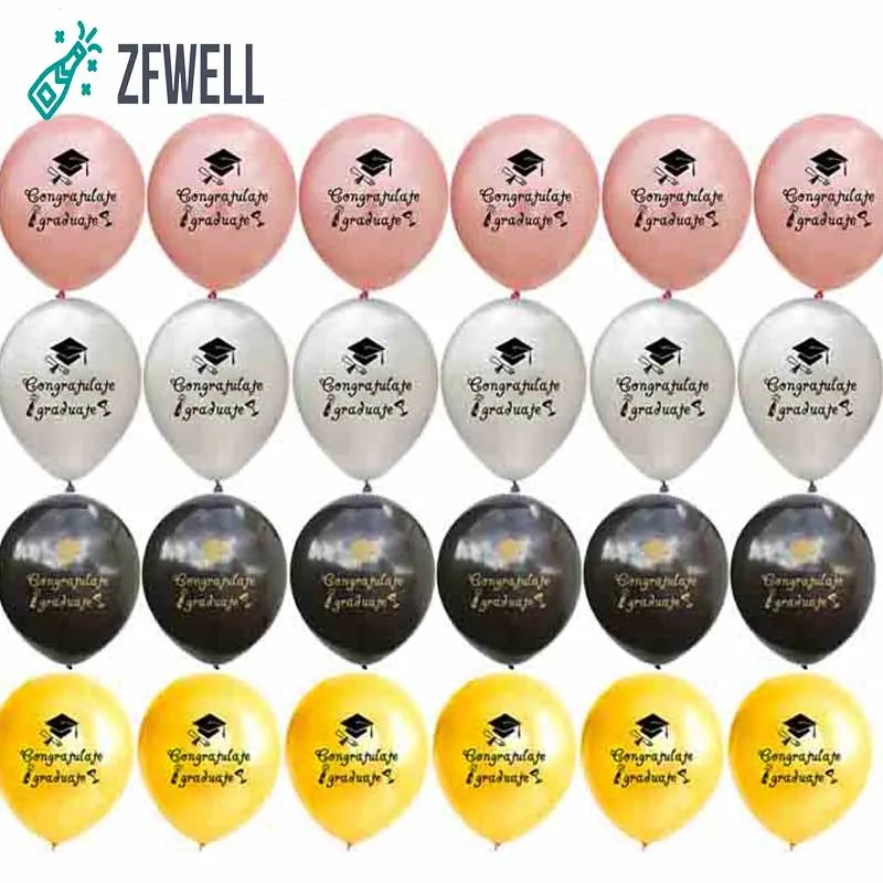 ZFWELL 10pz/Лот 12 дюймов поздравление выпускник письмо золото серебро розовое черный