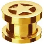 

HENGKE Ear Piercing Five Star Flesh Tunnel Piercing Stern Gold Screw Earring High Quality 30PCS/LOT 8-16MM Ear Expander