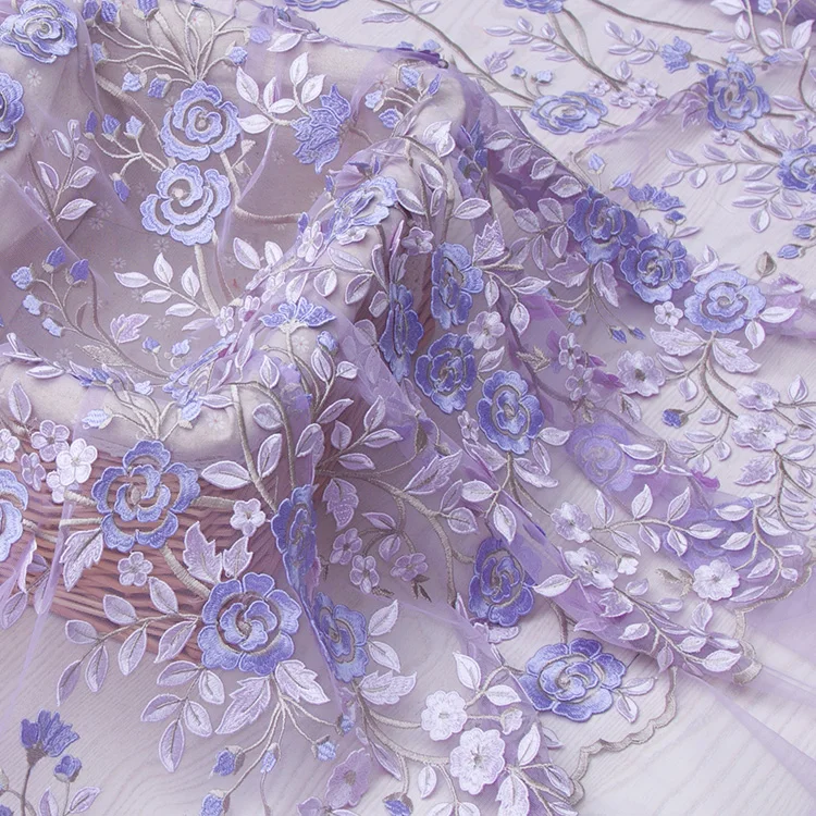 Новая фиолетовая/Розовая 3D Цветочная кружевная ткань сетка Водорастворимая для