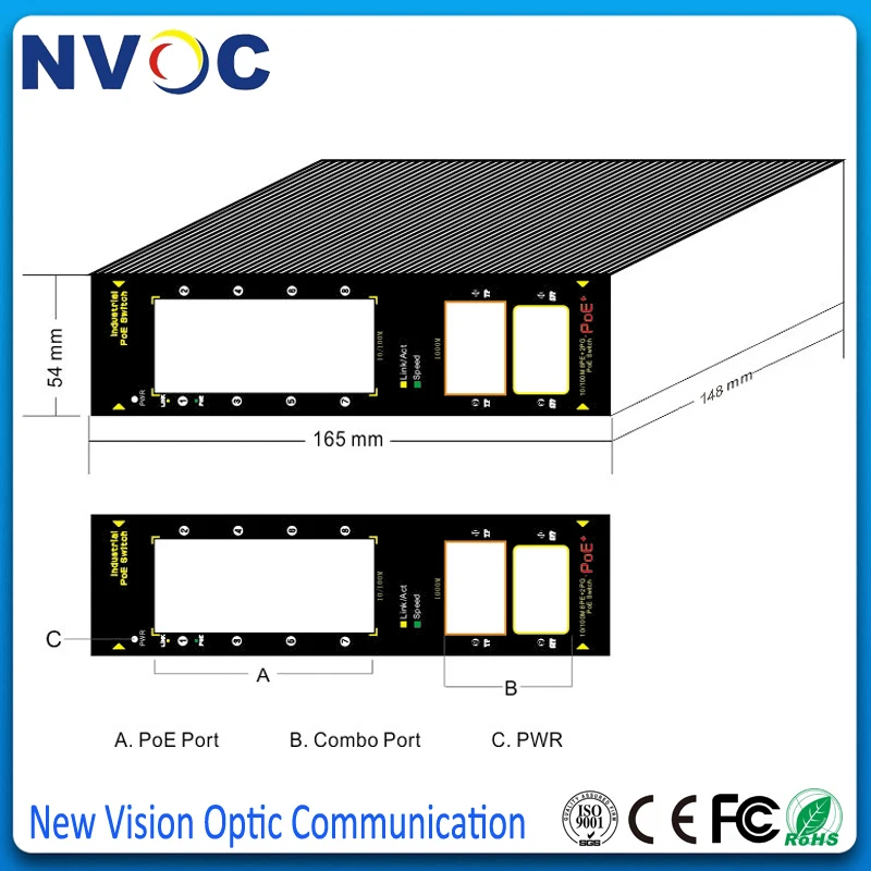 10-портовый 10/100 м управляемый промышленный коммутатор PoE с 8*10/100 RJ45 Ethernet портами 2 *