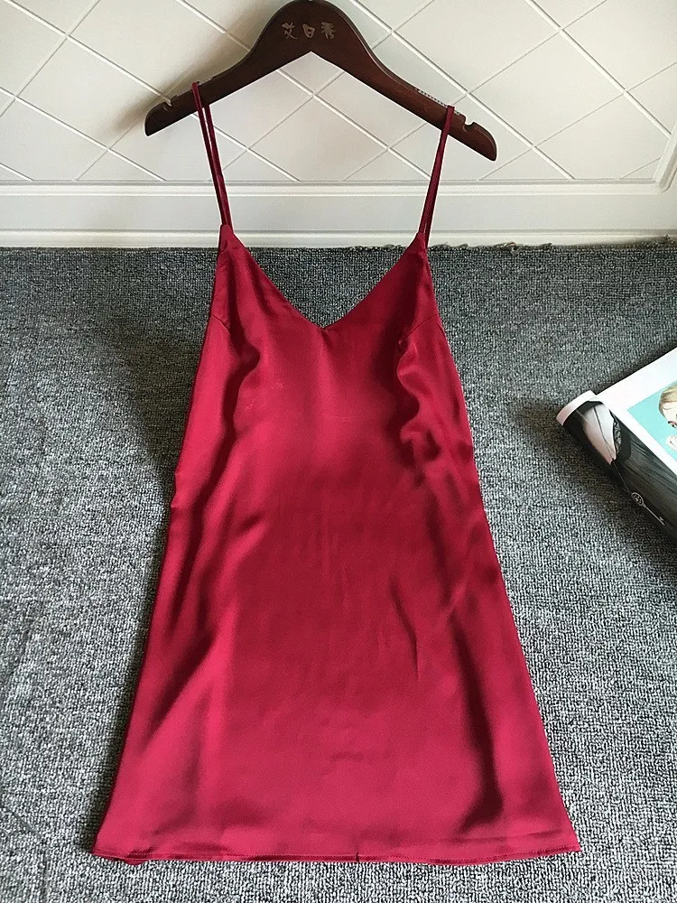 wine red Женская пижама, женская ночная рубашка, женское белье, кружевное атласное Ночное платье, неглиже, сорочка De Nuit vestidos mujer JF011 - Цвет: wine red