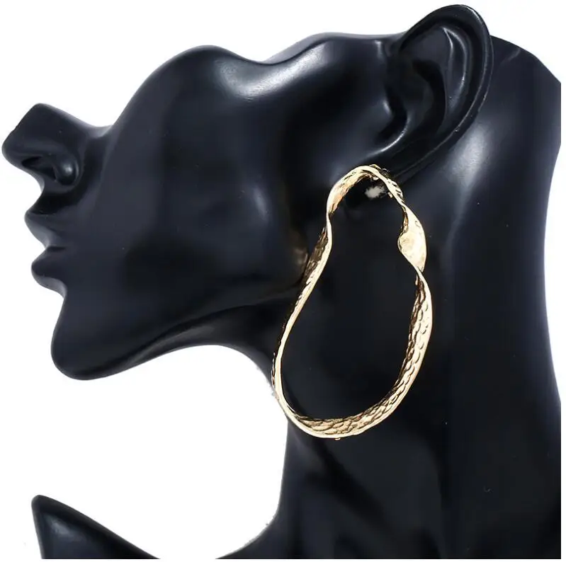 Oversized Big Hoop EarringsTrendy Gold Color Twisted Large Earrings for Women | Украшения и аксессуары