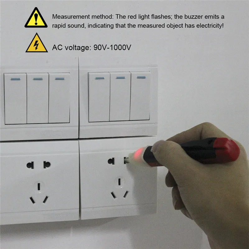 Universal 90-1000V Socket Wall AC Power Outlet Voltage Detector Sensor Tester Electric Pen LED Light Electrician DIY Repair Tool |