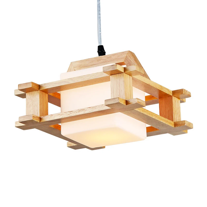 Modern Nordic Log Light Korean Style Japanese Glass Solid Wood Furniture Lighting LED Pendant E27 AC90-260V | Освещение