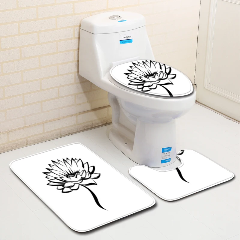 Набор нескользящих фланелевых ковриков для ванной комнаты туалета душа 3