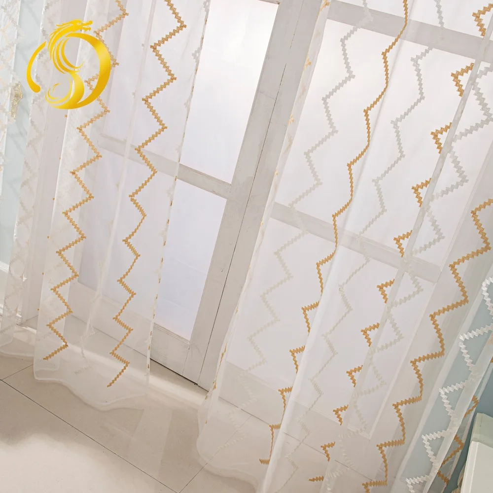 2018 Новый вышитые белый занавески для Гостиная Спальня разноцветный абстрактный