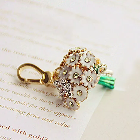 

Женская мини-сумка с подвеской, маленькая сумочка на молнии с кристаллами, букетом ромашек и цветами