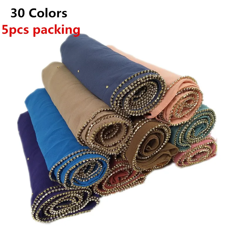 30 цветов модные простые Пузырьковые шифоновая лента края шарф золотая Алмазная