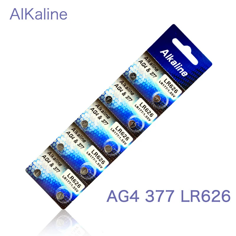 10 шт. 1 карты AG4 кнопочные аккумуляторы 55 в LR626 LR66 377 SR626SW 177 сотовые Часы игрушки
