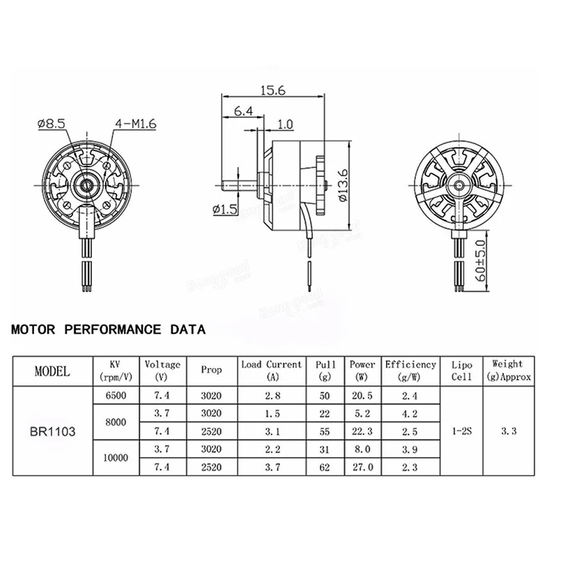 

JMT FullSpeed FSD 1103 11000KV Brushless Motor for TinyLeader HD Brushless BWhoop FPV Racing Drone Quadcopter