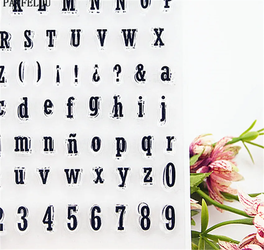 Буквенно-цифровые прозрачные силиконовые каучуковые штампы PANFELOU для