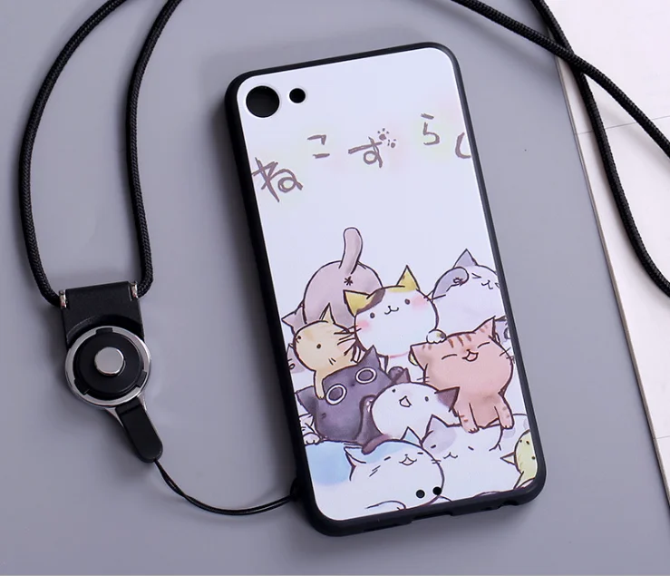 Cute Cartoon Matte Painting Soft Case For Meizu U10 / U20 M3 MAX Meilan X M3X Silicone Cover Black + Lanyard |