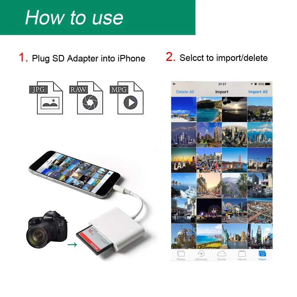 Портативный кардридер Lightning 3 слотный Flash для карт памяти CF/SD/TF/Micro SD/MD/MMC/SDHC/SDXC
