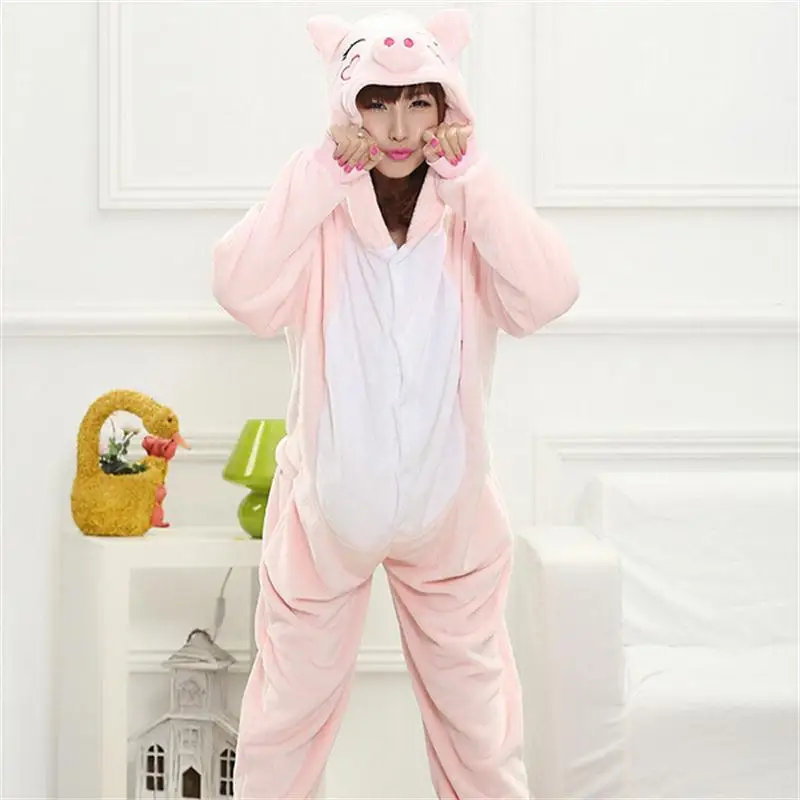 Pig Пижама для мужчин и женщин в виде животных для гольфа, комбинезон, зимняя Пижама с героями мультфильмов, костюм тигра, костюм для косплея, ночнушка для девочек, аниме-комбинезон вечерние костюмы - Цвет: Pig