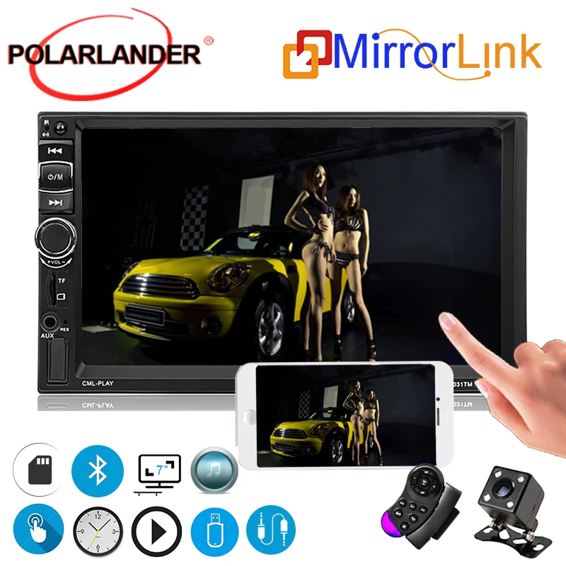 Автомагнитола 7031TM 2 Din мультимедийное зеркало с сенсорным экраном Bluetooth