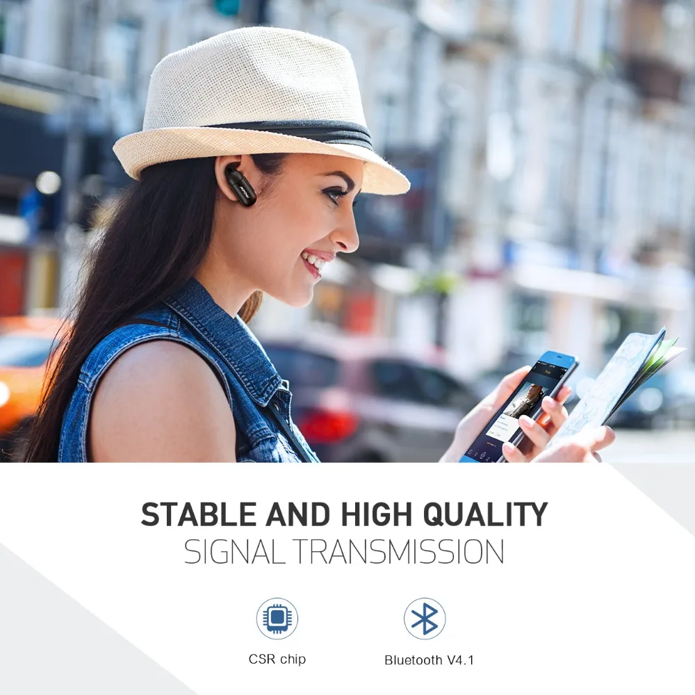 Mpow EM11 Мини Bluetooth наушники с простым регулятором громкости портативные беспроводные наушники-вкладыши с микрофоном и чехол для переноски