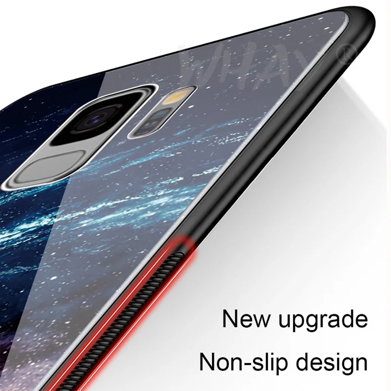 Tempered Glass For Samsung Galaxy S9 Plus Silicone Capa Luxury Patterned Back Case S9Plus Note 8 Note8 Cover |