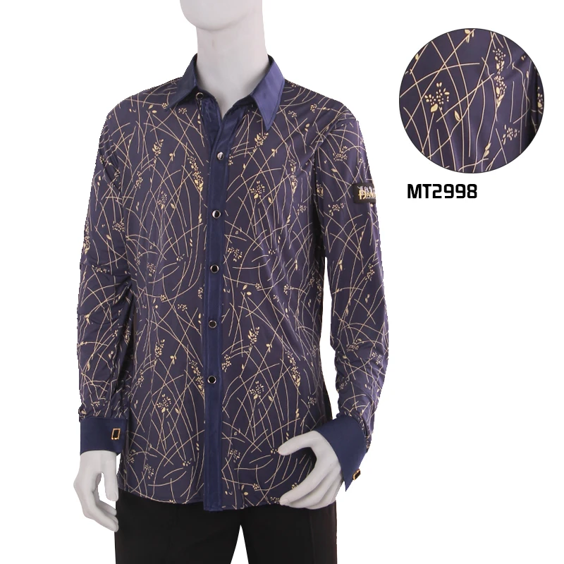 

Professional Men'S Latin Dance Shirt Modern Ballroom Dancing Tops Turnover Collar Long Sleeves Tops Male Salsa Dancewear DWY1796