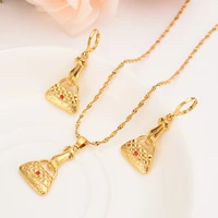 gold png necklace pendant earrings red stone set women party gift african women bag blium bridal wedding jewelry girls charm