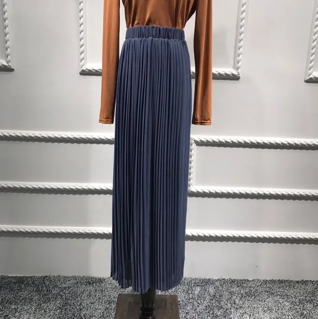 Королевский синий Размера плюс Faldas Mujer Moda Бохо абайя кимоно мусульманская длинная облегающая шифоновая Макси плиссированная юбка женские исламские японские юбки - Цвет: Королевский синий