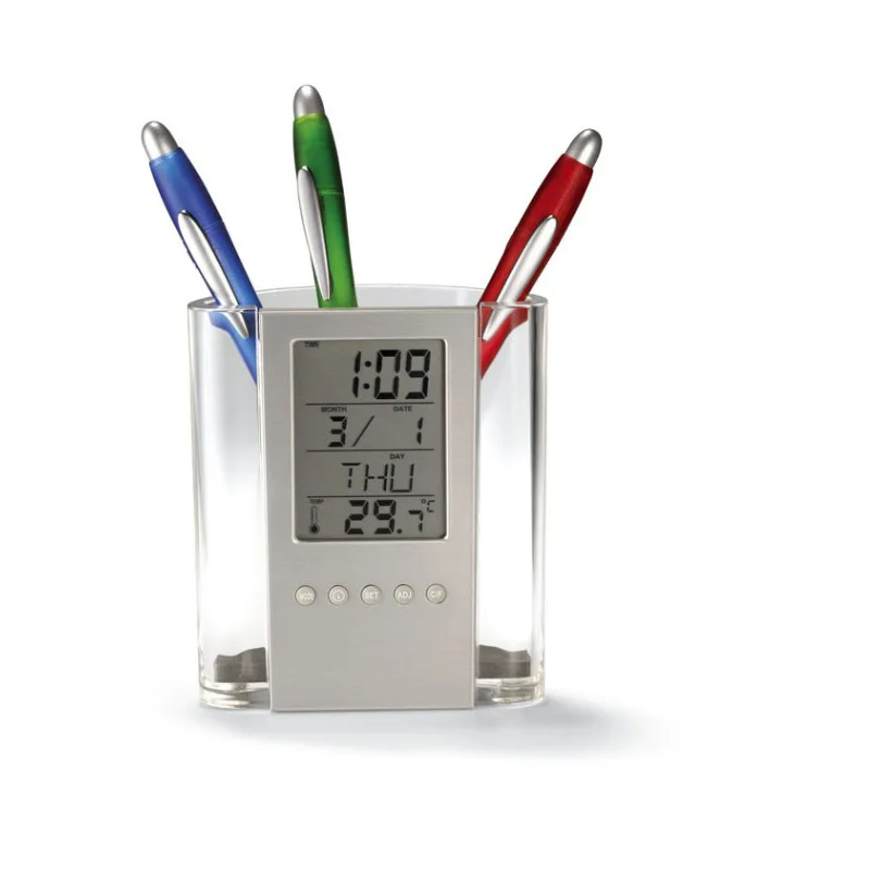 

PPYY NEW -New Multifunction Desk Calendar / Pencil Box LCD Thermometer and Calendar Display Office and School Desktop Pen Hold