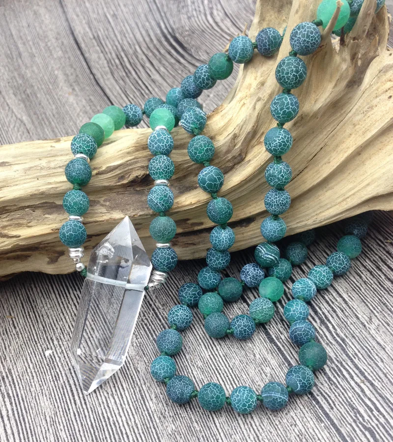 YA2616 Натуральный прозрачный кварцевый двухточечный кулон зеленый дракон Венский