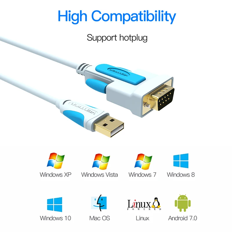 Vention Новый USB 2 0 к RS232 последовательный кабель 3 м 1 5 9Pin DB9 Кабель адаптер Поддержка
