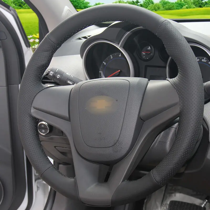 Чехол на руль BANNIS из черной искусственной кожи для Chevrolet Cruze Aveo|steering wheel cover|wheel
