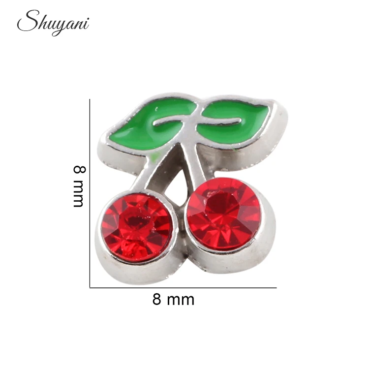 F118 Стразы подвески с фруктами и вишнями плавающая память стекло сделай сам