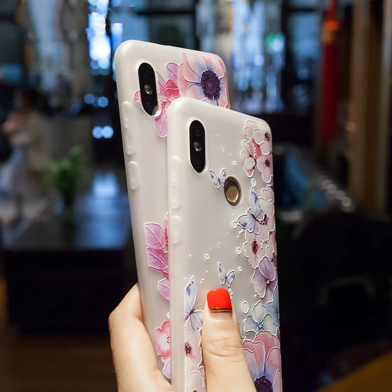 TPU Case For Xiaomi Redmi Note 5 Pro Fashion 3D Relief Flowers Matte Silicone Soft Cover 6 5A 4X 4A Plus |