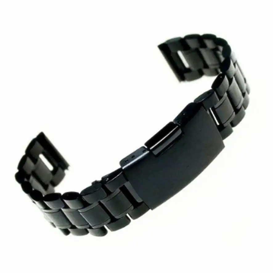 

GEMIXI Watch Strap Black Stainless Steel Bracelet Watch Band Strap Straight End Solid Links Stainless Steel Strap 18/20/22MM
