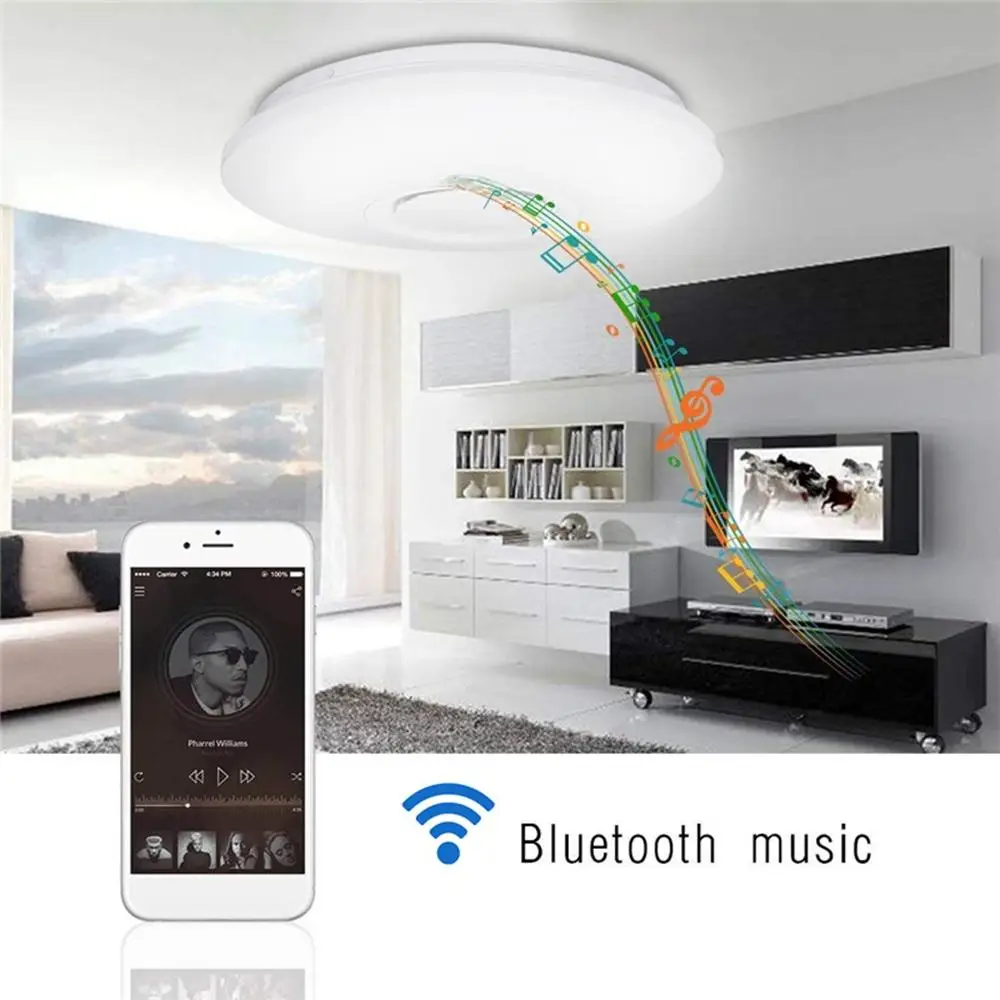 Потолочный светильник с регулируемой яркостью музыка bluetooth динамик лампа