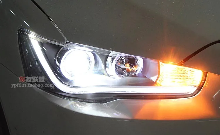 Автомобильный Стайлинг для Mitsubishi Lancer головной светильник s ангельские глазки DRL 2012 для LANCER светодиодный светильник бар DRL Q5 bi xenon объектив h7 xenon