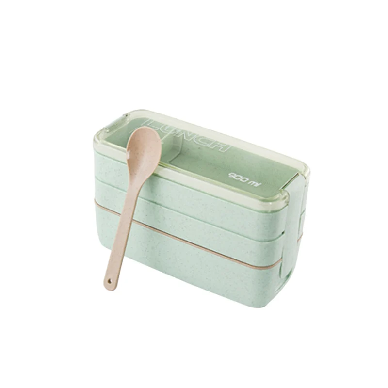 17.5x11x7.5cm green IVYSHION соломенный контейнер для еды, Ланч-бокс для детей, школьная портативная коробка для бенто, подходит для походов, кемпинга, кухонных инструментов, столовая посуда - Цвет: 17.5x11x7.5cm green