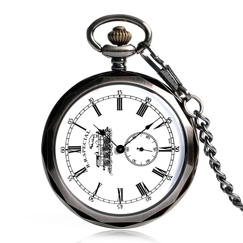 

Retro Locomotive Pattern Men Women Small Seconds Design Vintage Mechanical Watches Pocket Watch For Hand Winding Steampunk Gifts