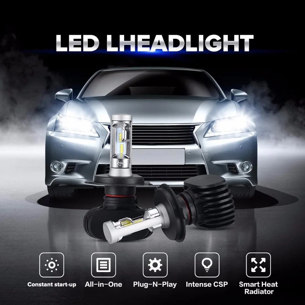 Светодиодный ная Автомобильная передняя фара H4 H7 H1 9012 9005 9006 880 H11 H13 светодиодная
