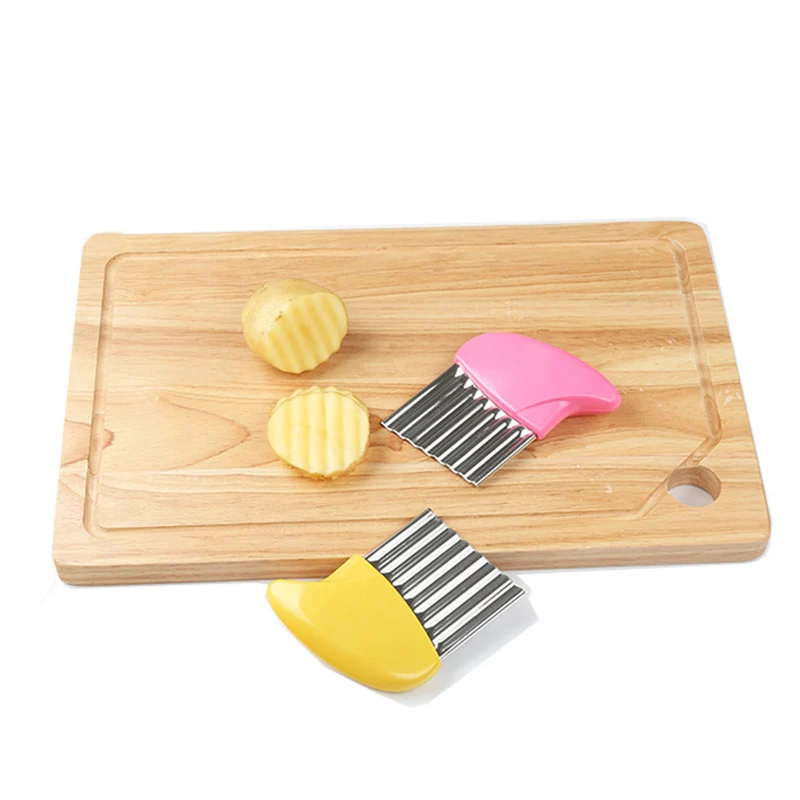 4 Colors Stainless Steel French Fries Vegetable Cutter Wave Knife For Potato Kitchen Tools Wavy Edged Gadget Fruit Peeler | Дом и сад