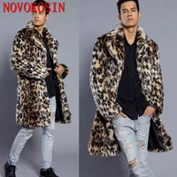 s 3xl winter warm plus size open stitch leopard plush coat men faux rabbit fur suit neck cardigan thicken long fur trench