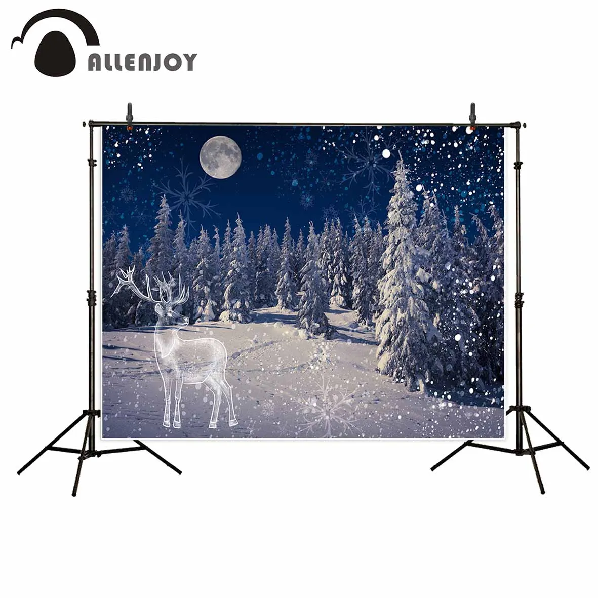 Allenjoy photographic Christmas background Winter forest pines tree snow professional photography backdrops photocall photophone |