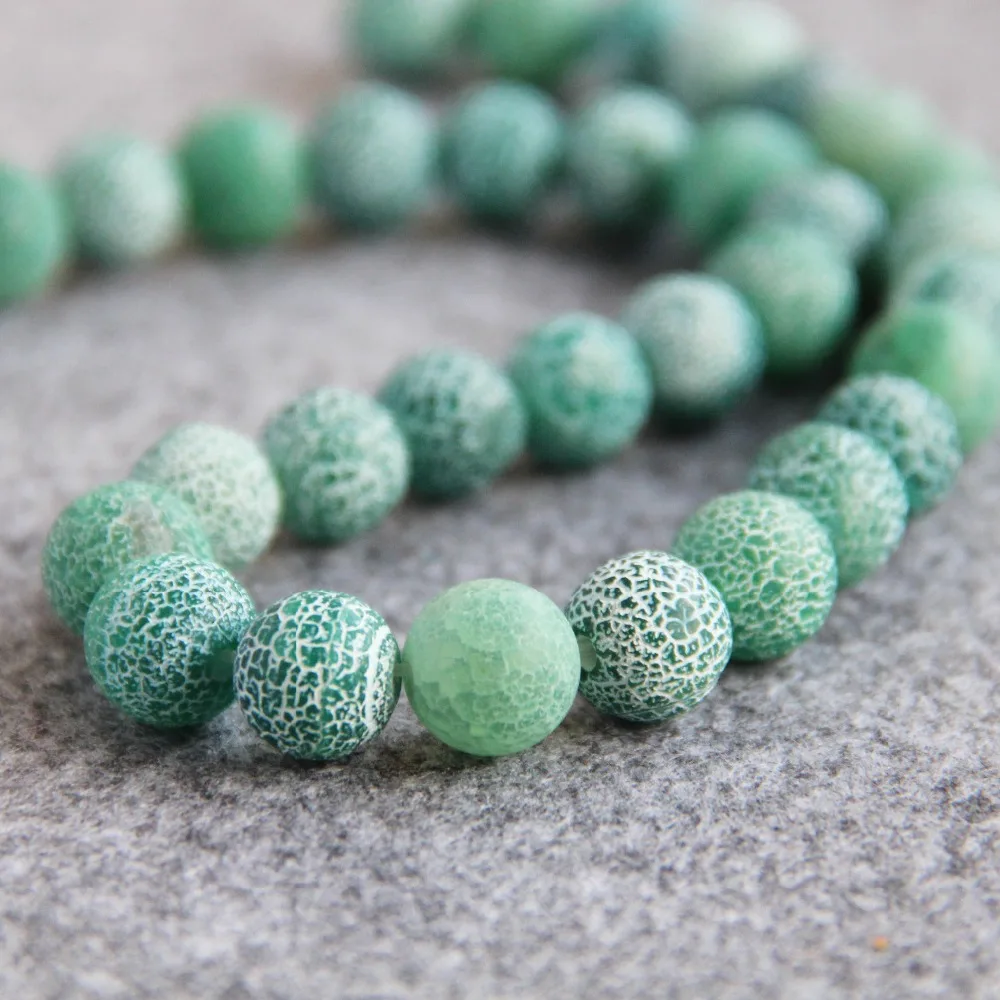 Горячая Новинка для ожерелья 10 мм полоса зеленый натуральный матовый оникс