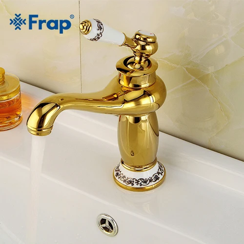 

Золотой смеситель для раковины Frap Y10172, кран для горячей и холодной воды, крепление на раковину, одна ручка, для кухни и ванной комнаты
