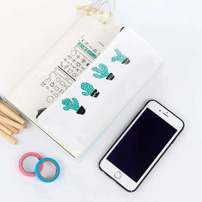 Nordic style pen pencil bag Cute cactus pens case for stationery storage Organizer Office School supplies FB317 | Канцтовары для